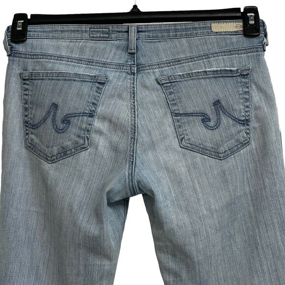 AG SZ 29 Stevie Ankle Jeans Slim Straight Distressed Rips Mid-Rise Pockets Blue - Picture 5 of 12